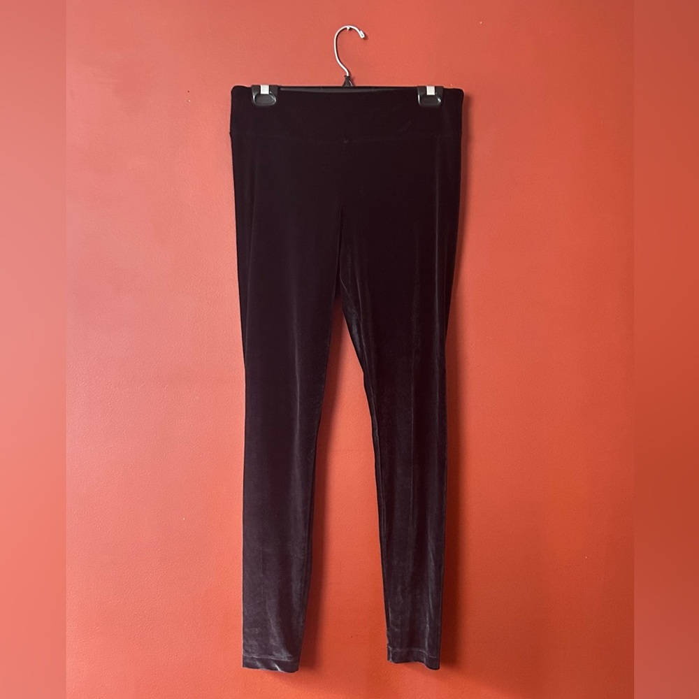 Talula Midnight Black Velvet Velour Leggings